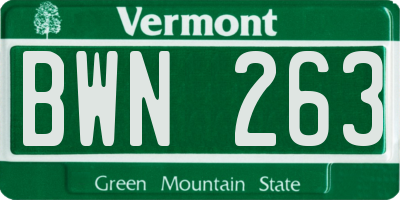 VT license plate BWN263