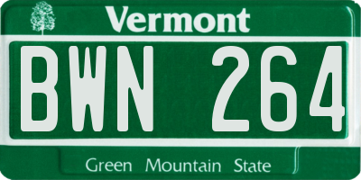 VT license plate BWN264