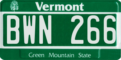 VT license plate BWN266