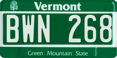 VT license plate BWN268