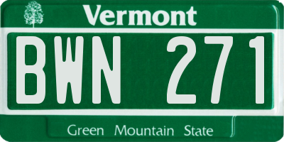 VT license plate BWN271