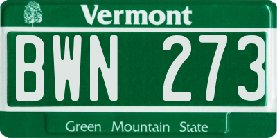 VT license plate BWN273