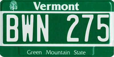 VT license plate BWN275