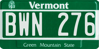 VT license plate BWN276