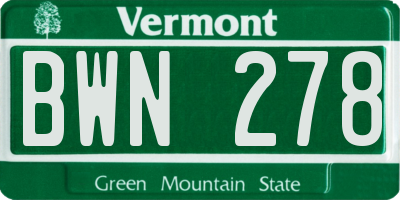 VT license plate BWN278