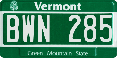 VT license plate BWN285