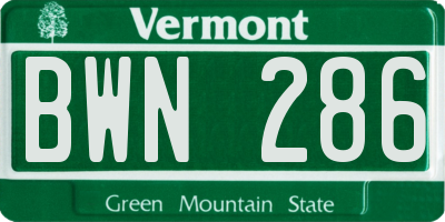VT license plate BWN286