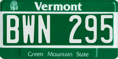 VT license plate BWN295