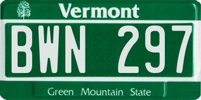 VT license plate BWN297