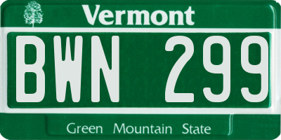 VT license plate BWN299