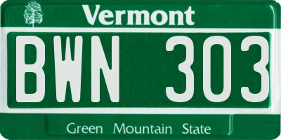 VT license plate BWN303