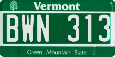 VT license plate BWN313