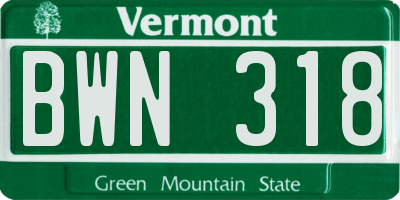 VT license plate BWN318