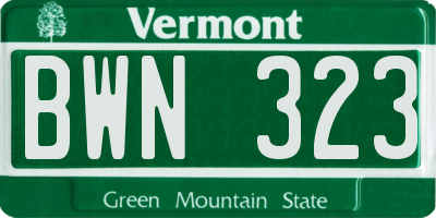 VT license plate BWN323