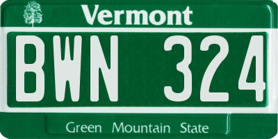 VT license plate BWN324