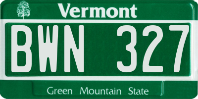 VT license plate BWN327