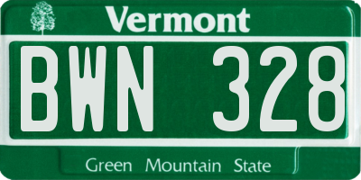 VT license plate BWN328