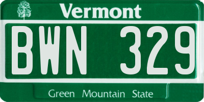 VT license plate BWN329