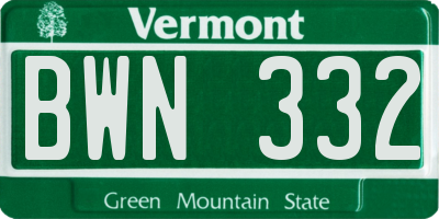 VT license plate BWN332