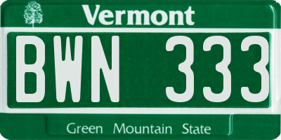 VT license plate BWN333