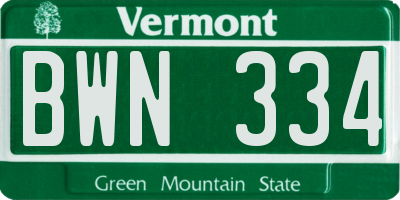 VT license plate BWN334