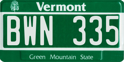 VT license plate BWN335