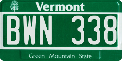 VT license plate BWN338