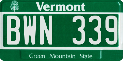 VT license plate BWN339