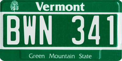 VT license plate BWN341