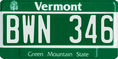VT license plate BWN346