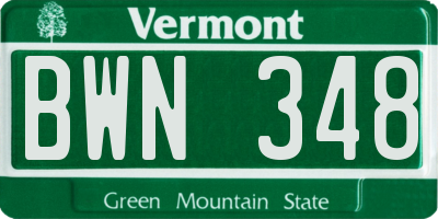 VT license plate BWN348