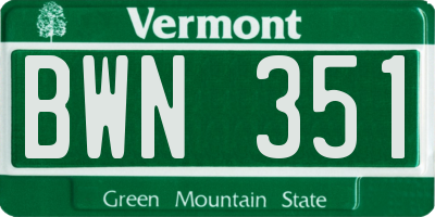 VT license plate BWN351
