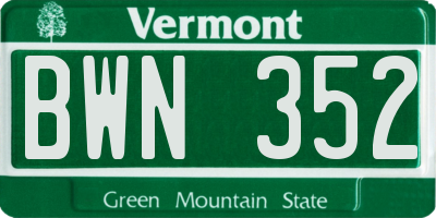 VT license plate BWN352