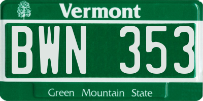 VT license plate BWN353