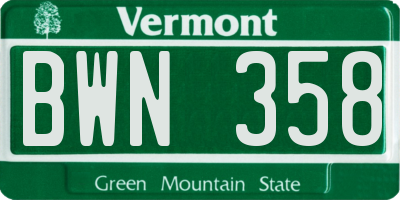 VT license plate BWN358
