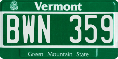 VT license plate BWN359