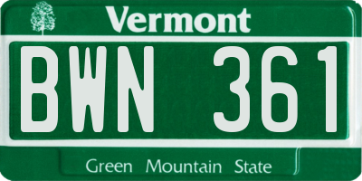 VT license plate BWN361