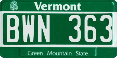 VT license plate BWN363
