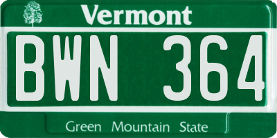 VT license plate BWN364
