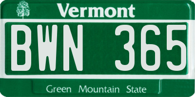 VT license plate BWN365