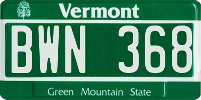 VT license plate BWN368
