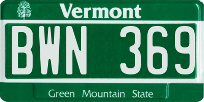 VT license plate BWN369
