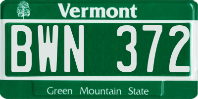 VT license plate BWN372