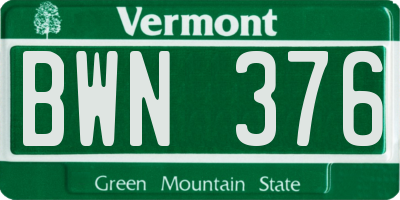VT license plate BWN376