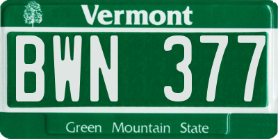 VT license plate BWN377