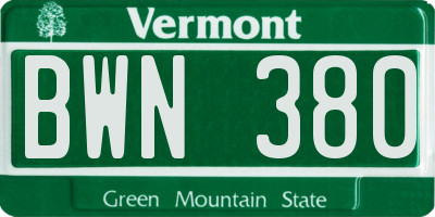 VT license plate BWN380
