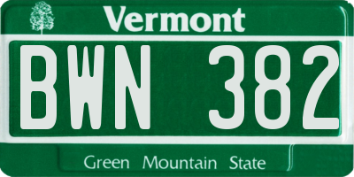 VT license plate BWN382