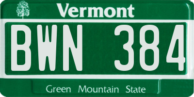 VT license plate BWN384