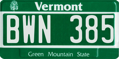 VT license plate BWN385
