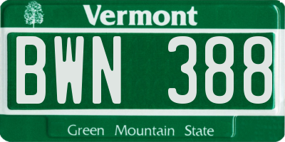 VT license plate BWN388